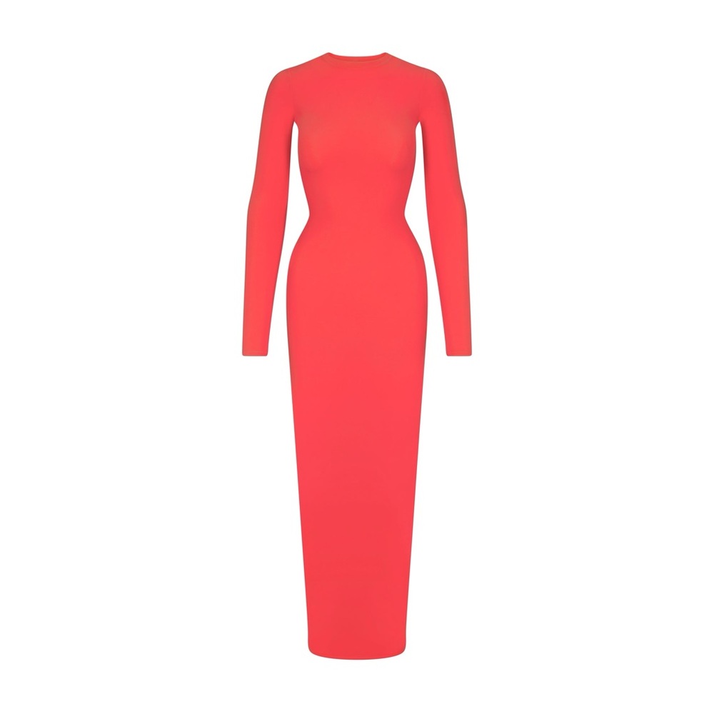 Skims Fits Everybody Long Sleeve Dress Poppy